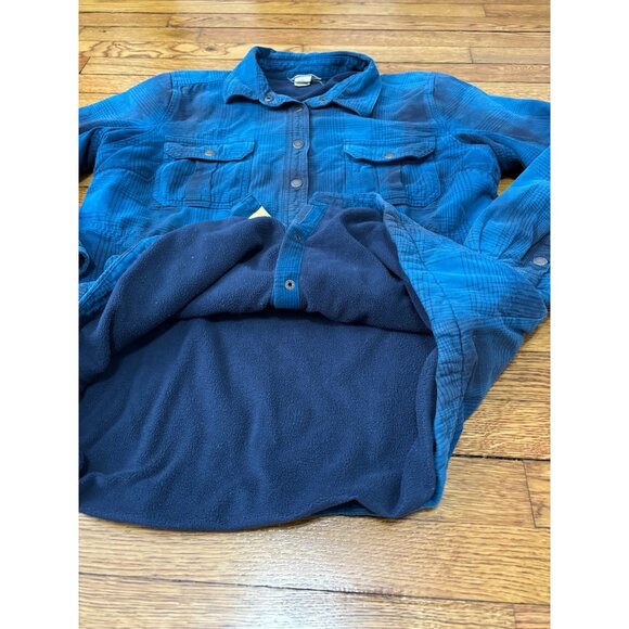 Duluth Trading Co Women's L Fleece Lined Flannel Shirt Blue Plaid Snap Button - Picture 4 of 7